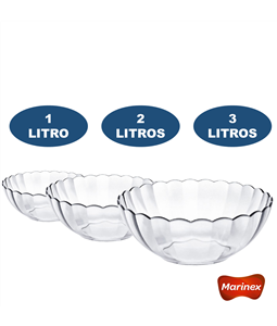 Conjunto de Tigelas Marinex 3 Peas Vidro Bella